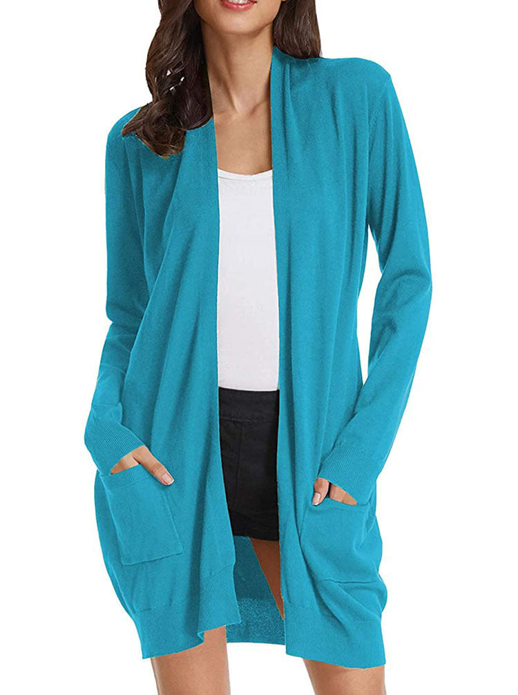 Dames open vest met lange mouwen en zakken