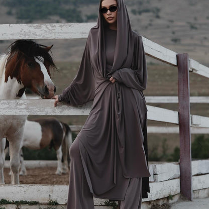 Effen lange cardigan met capuchon