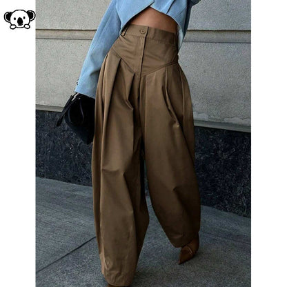 Women High Waist Slim Fit Wide Leg Denim Pants