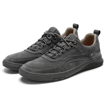 Genuine Leather Men Casual Shoes Breathable Round Toe Lace Up