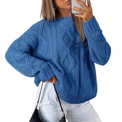 Women's knitted round-neck sweater for casual wear