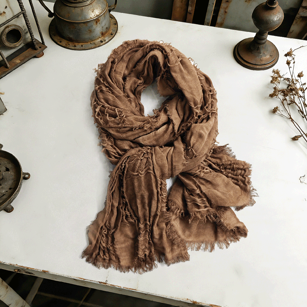 Vintage Distressed Cotton Linen Shawl Cape Fashionable Casual Scarf
