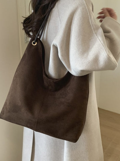 Retro Frosted Suede Womens Shoulder Tote Bag