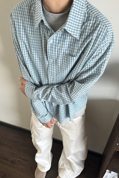 Cleanfit Men's Long Sleeve Plaid Shirt American Retro Cardigan Jacket