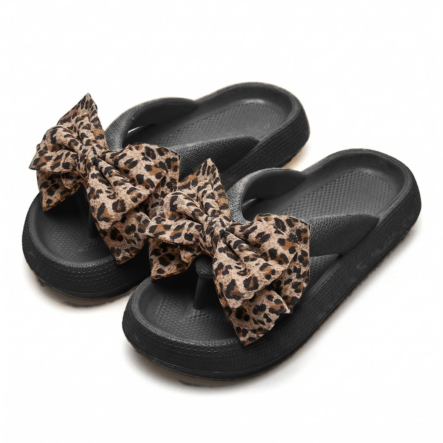 Women's Leopard Print Bow EVA Sandals