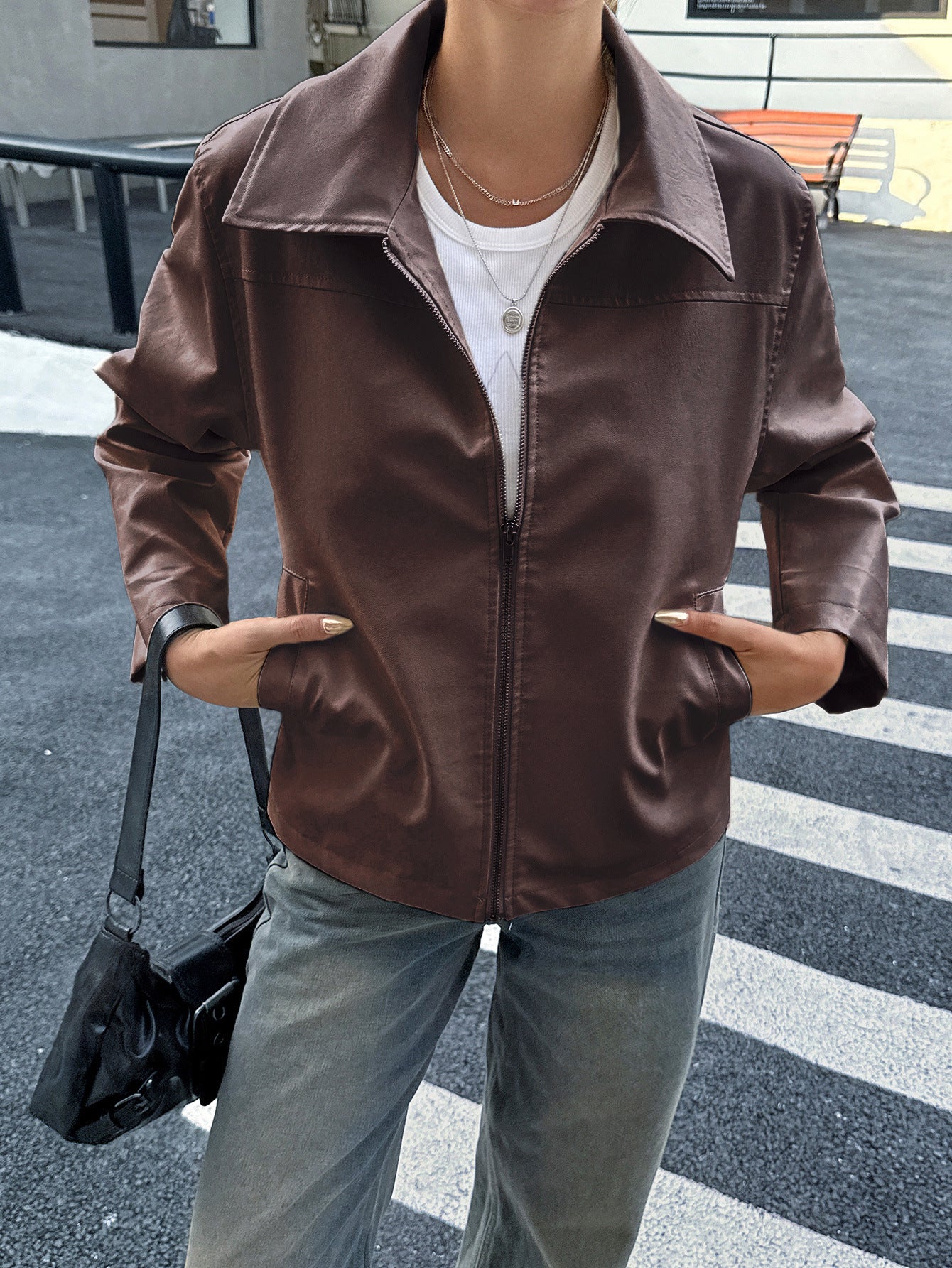 Dames PU-leren Jacket