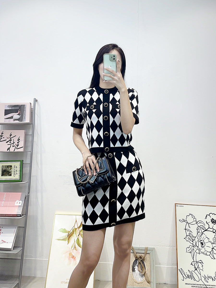 Lyocell Diamond Pattern Women Two Piece Set