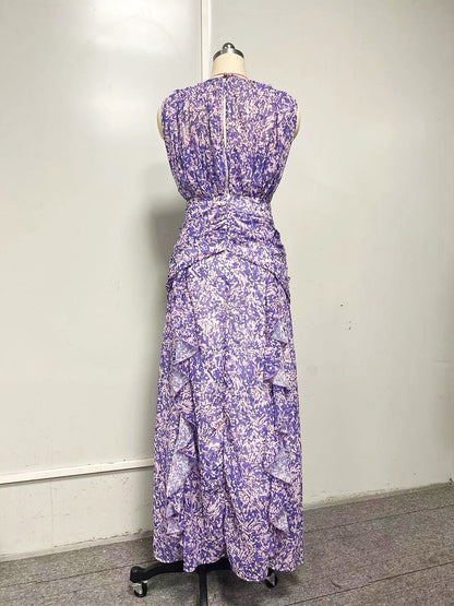 Floral Print Chiffon Evening Dress