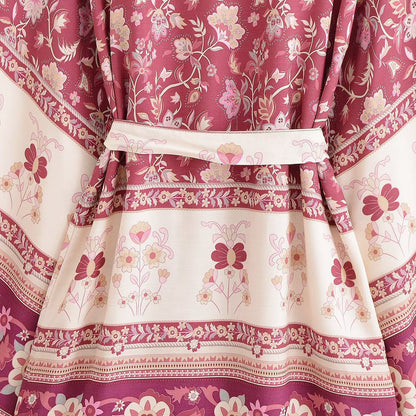 Summer Bohemian Floral Kimono Dress