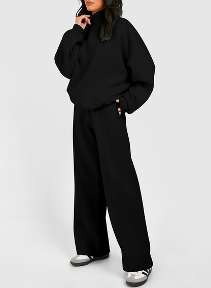 Sweatshirt met halve rits en bijpassende broek