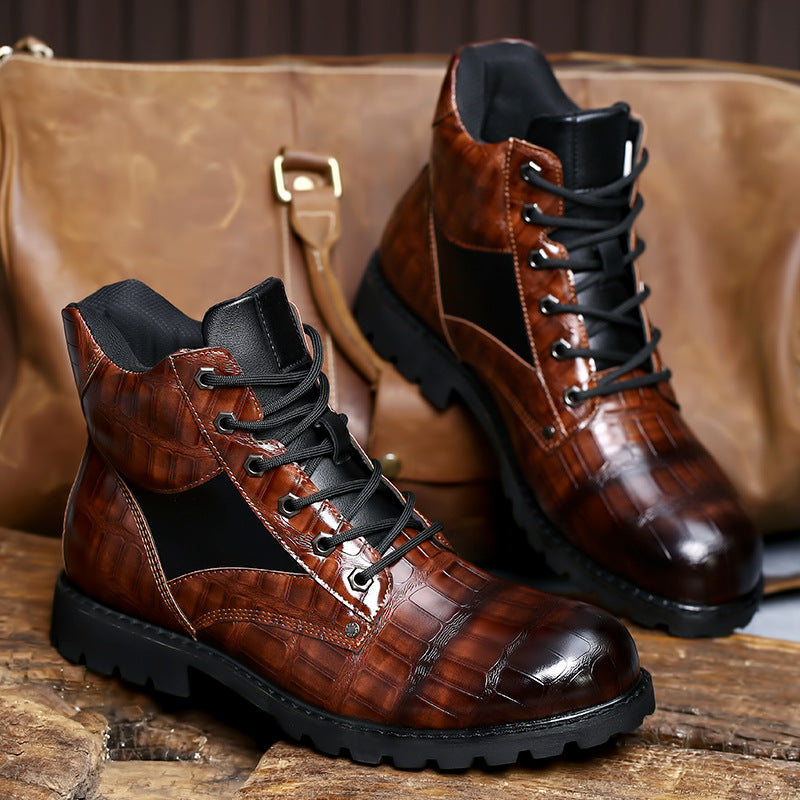 Classic Stone Texture Riding Boots