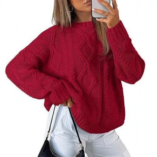 Women's knitted round-neck sweater for casual wear