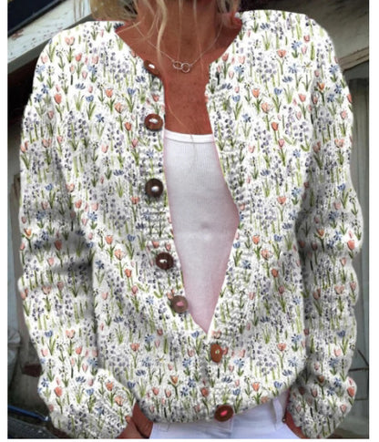 Womens 3D Printed Knit Cardigan