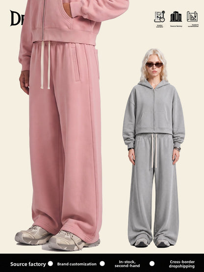 Heavyweight Washed Wide Leg Casual Pants