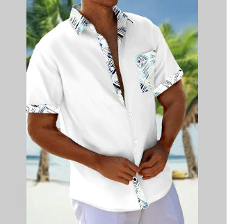 Casual Overhemd Met Korte Mouwen En Contrastkleur