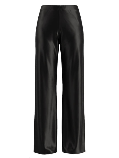 Women's High-Waisted Satin Wide Leg Long Pants with Elastic Waist