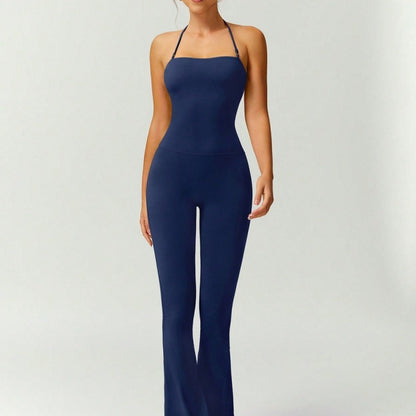 Quick Dry Yoga Fitness Suit with High Waisted Flared Pants