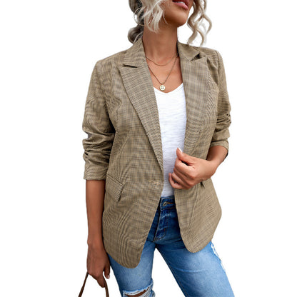 Geruite dames blazer met klepzakken