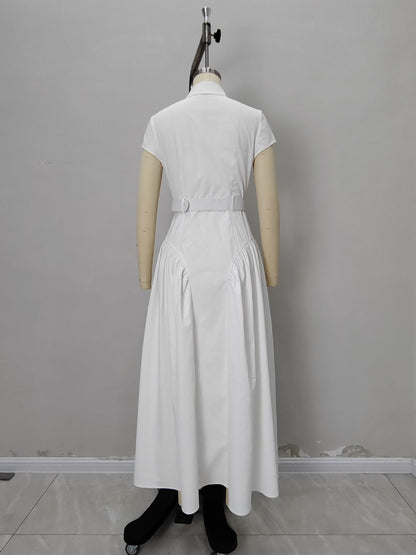 Elegant Lapel Single-Breasted Long Dress