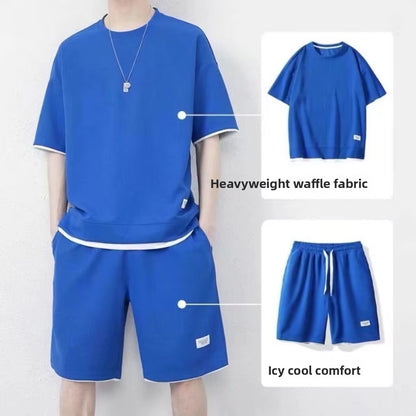 Mens Summer Waffle Short Sleeve Set