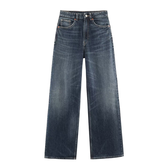 Women's High-Waist Wide-Leg Casual Denim Jeans