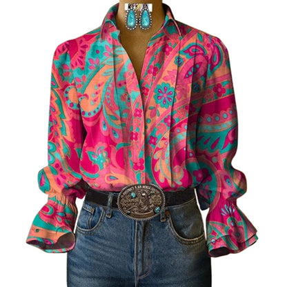 Blouse met lange mouwen en abstracte print
