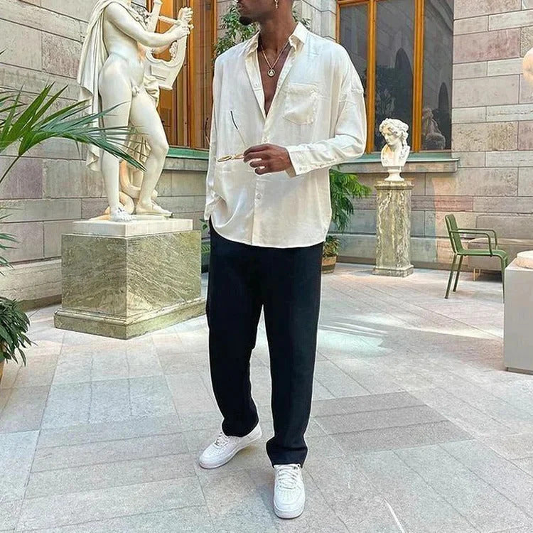 Heren verlengde blouse en broek 2-delige set