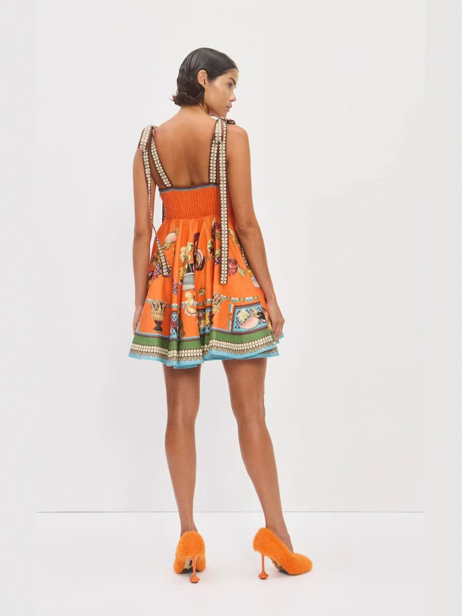 Casual Fashion Elegant Linen Lace-Up Dress