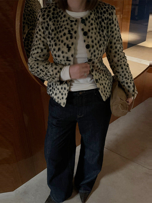 Retro Leopard Print Plush Jacket