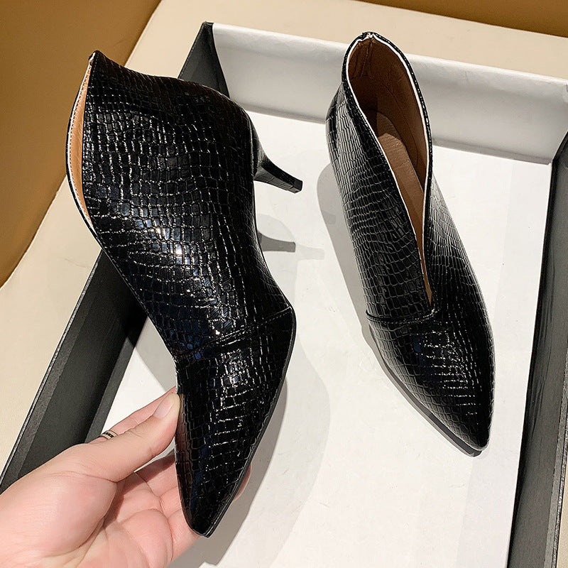 Women's Pointed Toe Patent Leather Short Boots