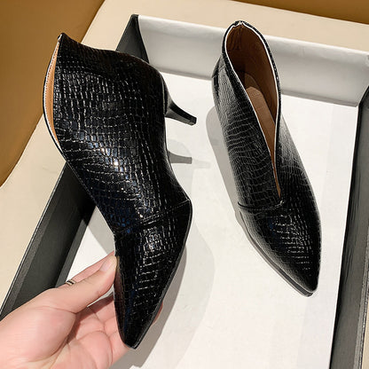 Women's Pointed Toe Patent Leather Short Boots