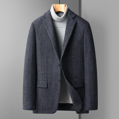Men's Wool Blend Plaid Suit Coat