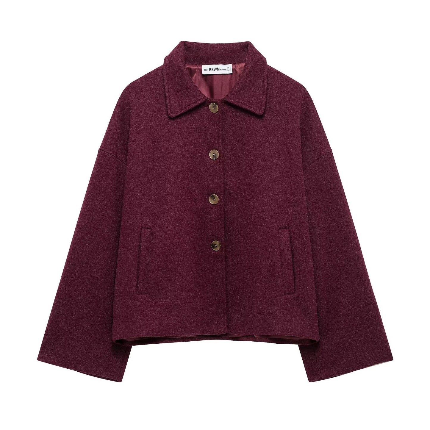 Women's Lapel Collar Wool Blend Jacket