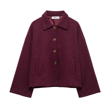 Women's Lapel Collar Wool Blend Jacket