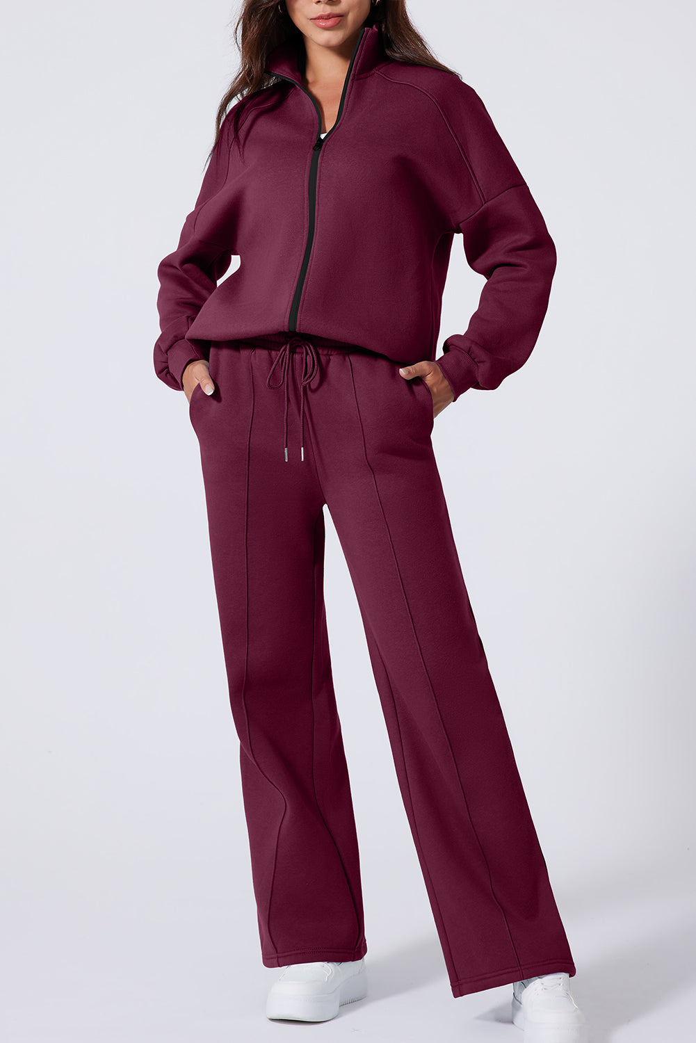 Sweatshirt met halve rits en bijpassende broek