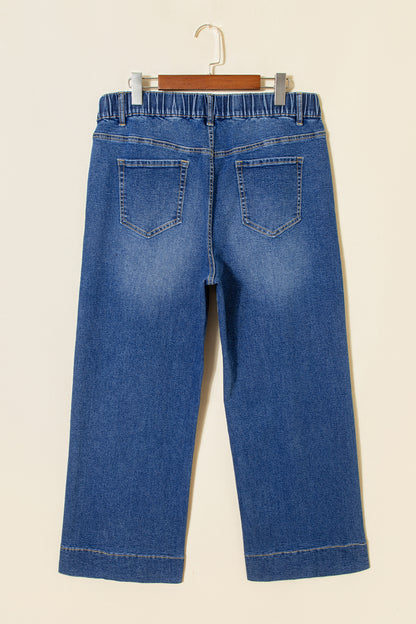 Jeans met acid wash-effect en vetersluiting plus size
