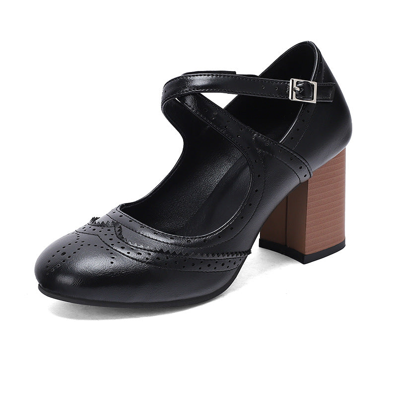 Cross Buckle Burned Shoes