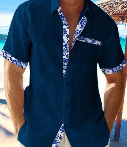 Casual Overhemd Met Korte Mouwen En Contrastkleur