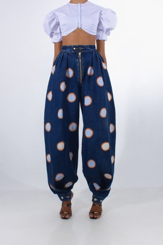 Hoge taille ballon jeans