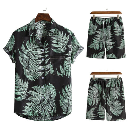 Hawaiian Series Strand Stijl Korte Mouw Shirt Strandbroek Tweedelig Set