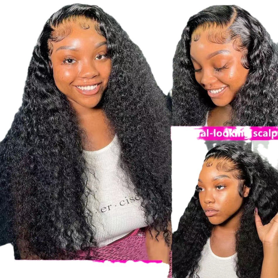 Kinky Curly Lace Front Wig with Bangs