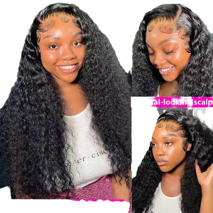 Kinky Curly Lace Front Wig with Bangs