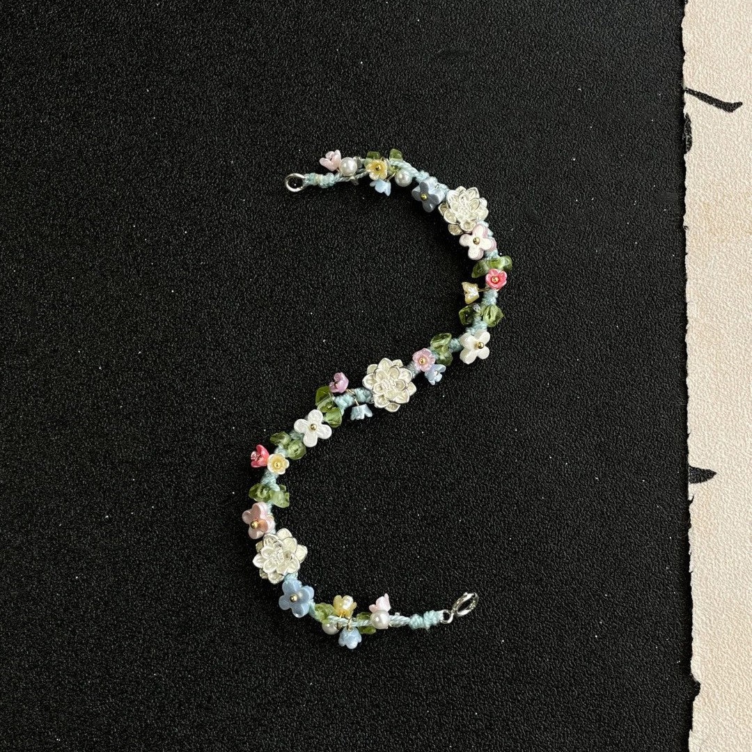 Designer Lotus Woven Silver Plated Bracelet