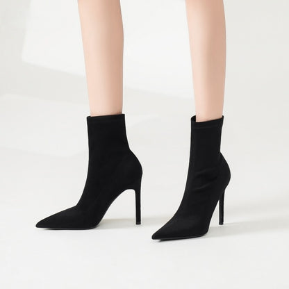 Fleece Lined Stretch Boots with Stiletto Heel