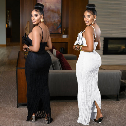 Amerikaanse dameskleding sexy kant corsage rugloze slingjurk