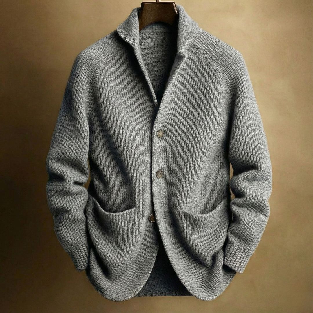 Gentleman's Knitted Three-Button Notch Lapel Cardigan
