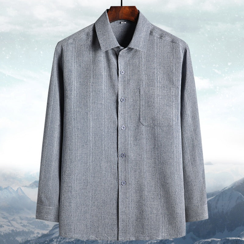Mens Linen Cotton Blend Shirt Loose Fit Long Short Sleeve