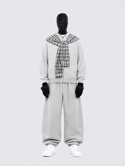 Plaid two-piece hooded casual men's suit