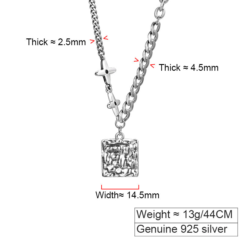 Trendy zilveren heren stikselketting