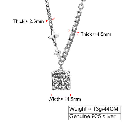 Trendy zilveren heren stikselketting